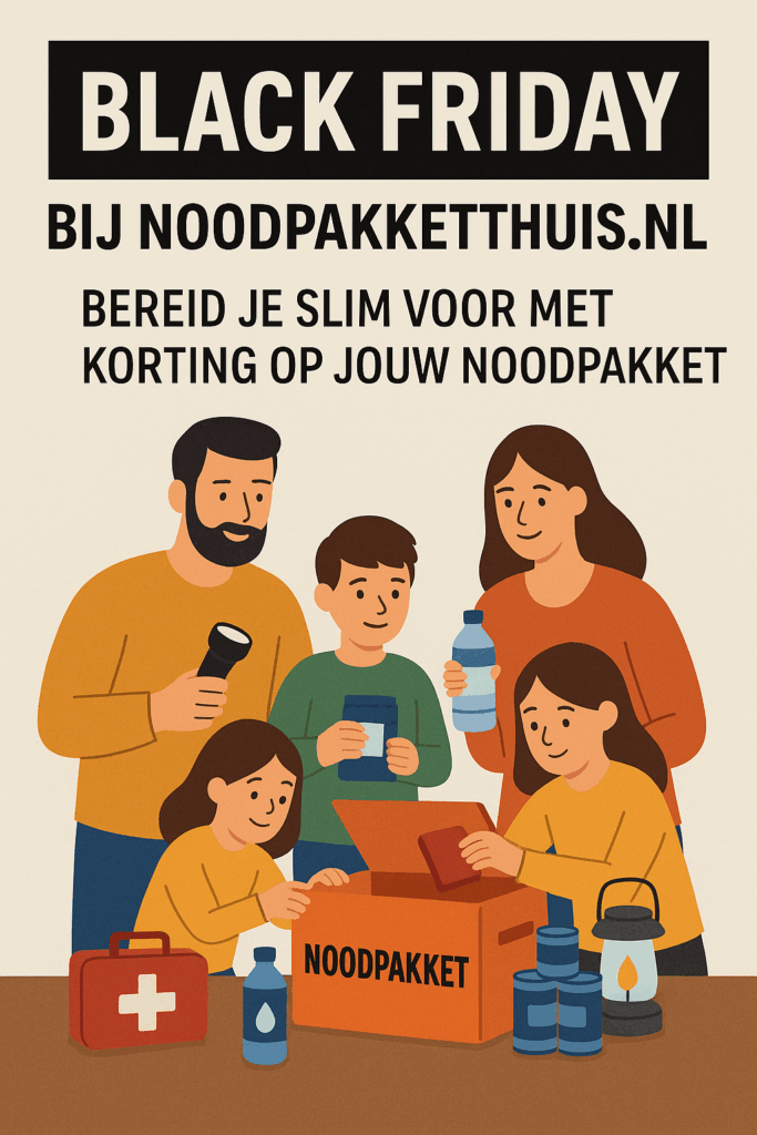 Noodpakket – gezin bereidt zich voor met Black Friday korting bij Noodpakketthuis.nl